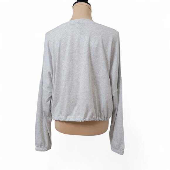 Calvin Klein Size XL Light Gray Long Sleeve Cropped Pullover with Drawcord Waist - Picture 5 of 14